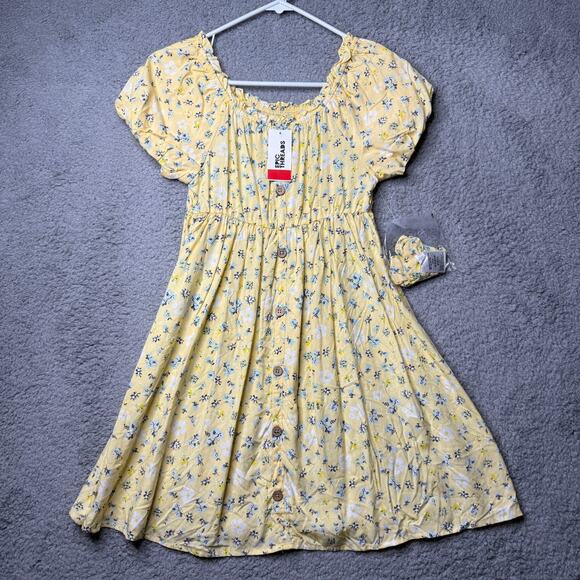 Epic Threads Dress Youth XL Yellow Floral Golden Haze Wrap - Picture 1 of 12